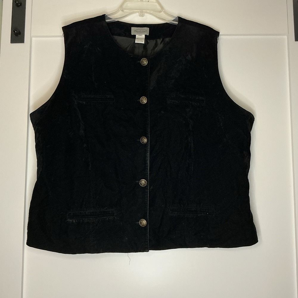 Stonebridge‎ Velvet Vest Women's 22W Black Career  Button Up Western Casual